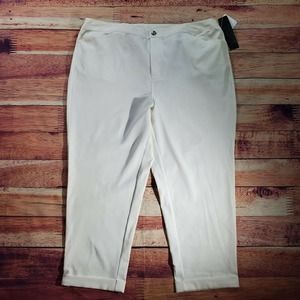 CC - Added Dimensions Cropped Pants Womens 22W Solid White Stretch NWT